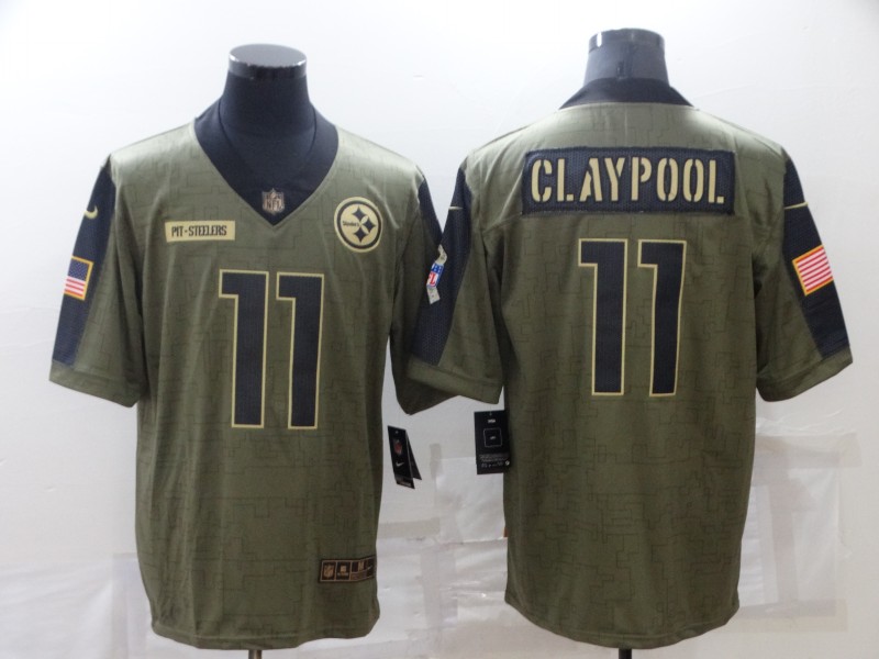 Men Pittsburgh Steelers #11 Claypool green Nike Olive Salute To Service Limited NFL jersey